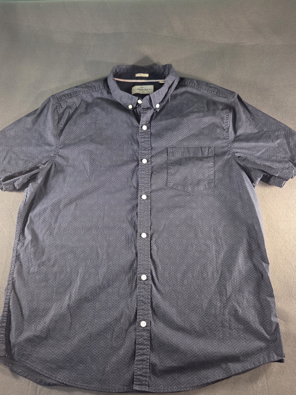 Hawker Rye Blue Cotton Stretch Short Sleeve Button-Down Shirt Mens Extr Large XL